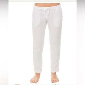 CP Shades Hampton Linen Pants Women’s Sz Small White Tapered Leg Pockets Pull On